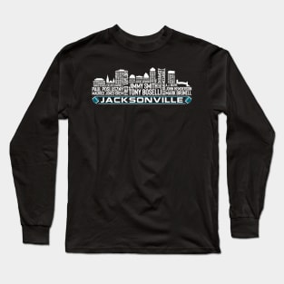 Jacksonville Football Team All Time Legends, Jacksonville City Skyline Long Sleeve T-Shirt